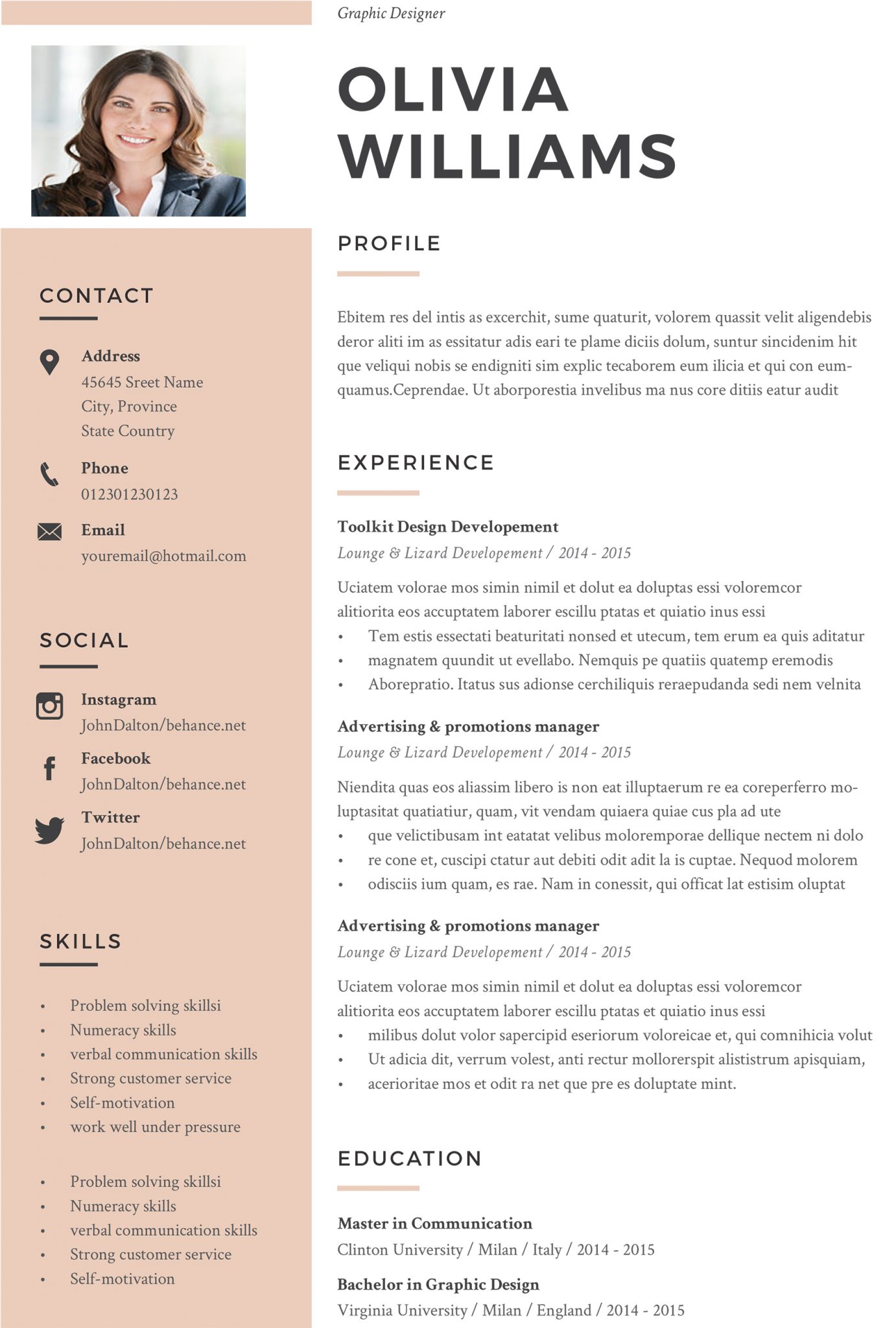 Modern Marketing Manager Resume - Modern & Professional Cv/Resume ...