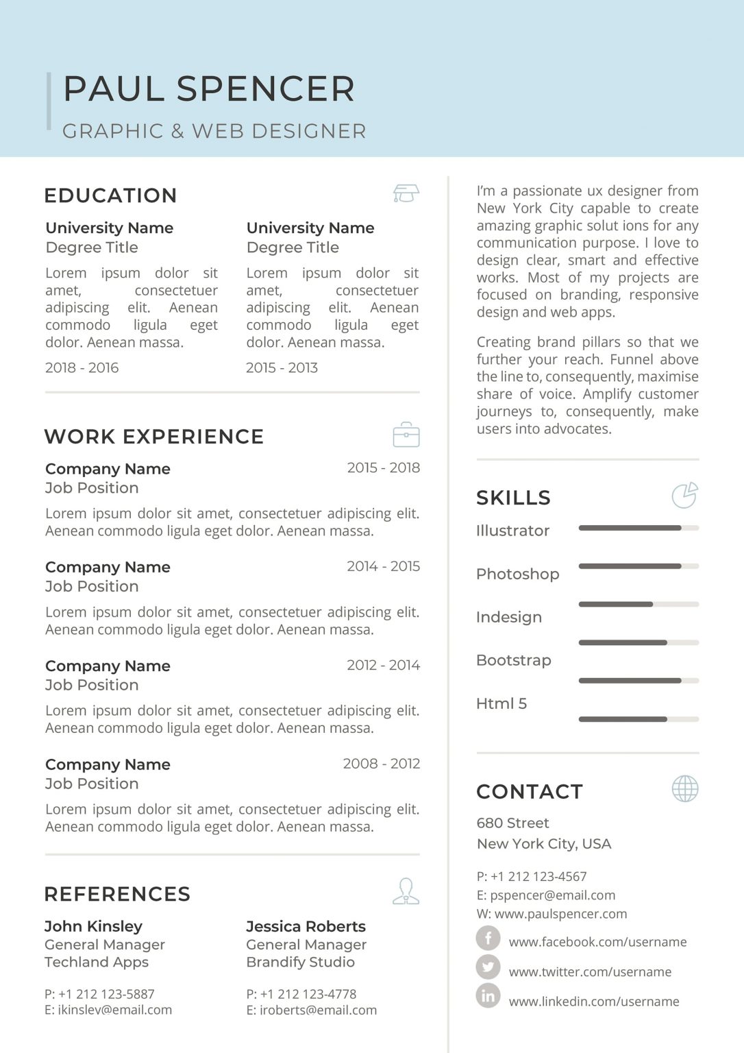 Clean Web Developer Resume - Modern & Professional Cv/Resume Templates ...