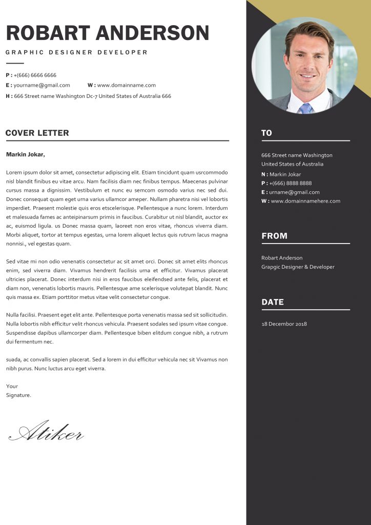 Creative Teacher Cover Letter - Modern & Professional Cv/Resume ...