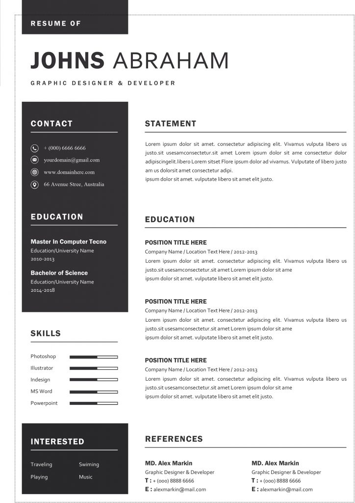 Infographic Resume Template - Modern & Professional Cv/Resume Templates ...