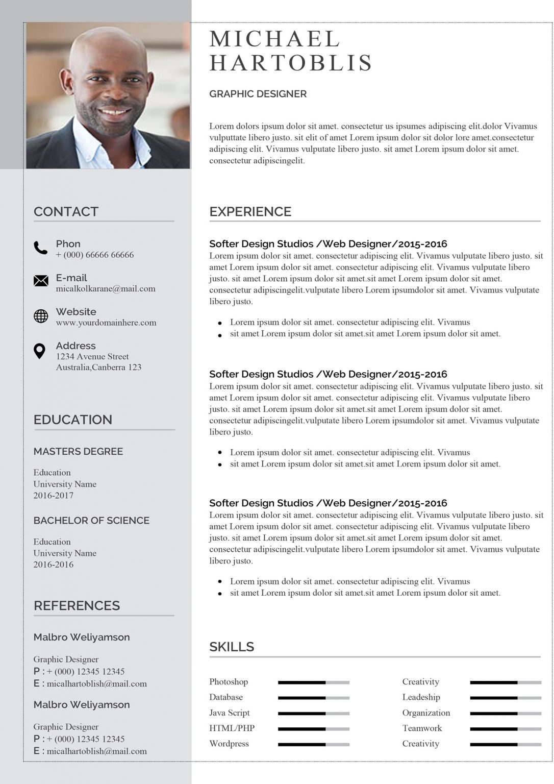 Clean Web Developer Resume - Modern & Professional Cv/Resume Templates ...